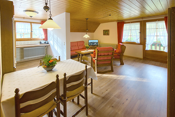 Ferienwohnung 3: Wohn- und Esszimmer mit Küchenzeile